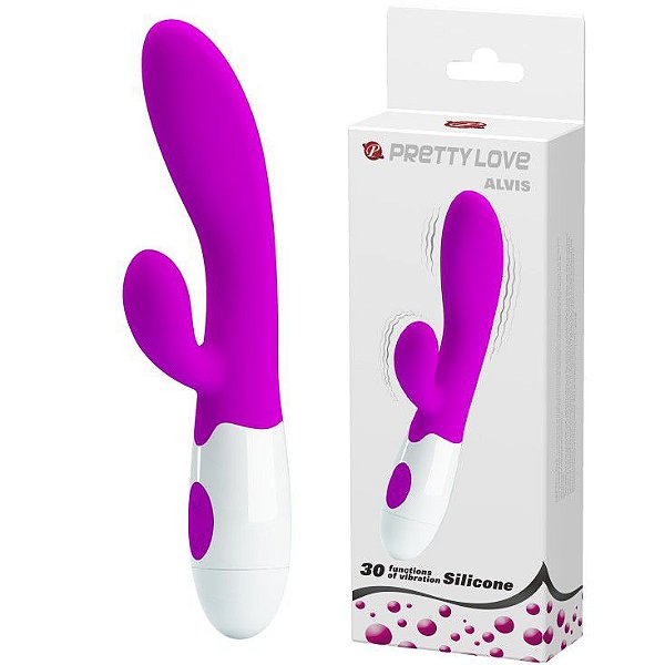 VIBRADOR COM ESTIMULADOR DE CLITORIS 30 MODOS DE VIBRAÇÃO ALVIS PRETTY LOVE