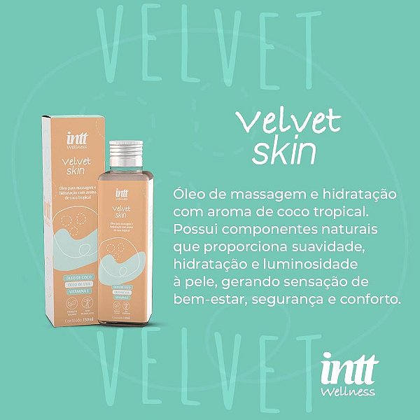 ÓLEO PARA MASSAGEM CORPORAL DE COCO TROPICAL VELVET SKIN 130ML INTT WELLNESS