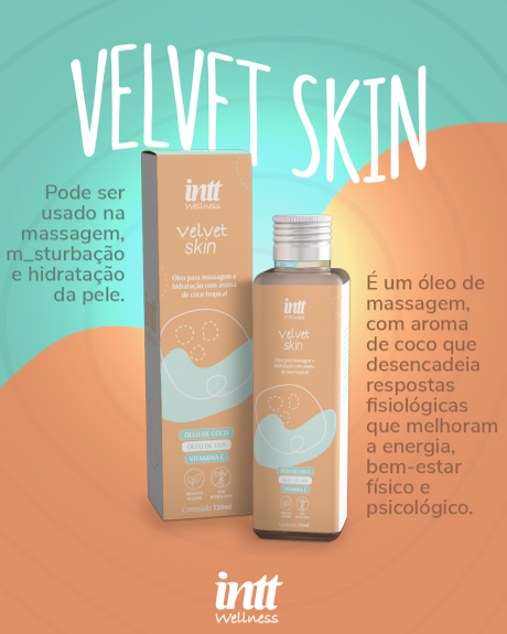 ÓLEO PARA MASSAGEM CORPORAL DE COCO TROPICAL VELVET SKIN 130ML INTT WELLNESS