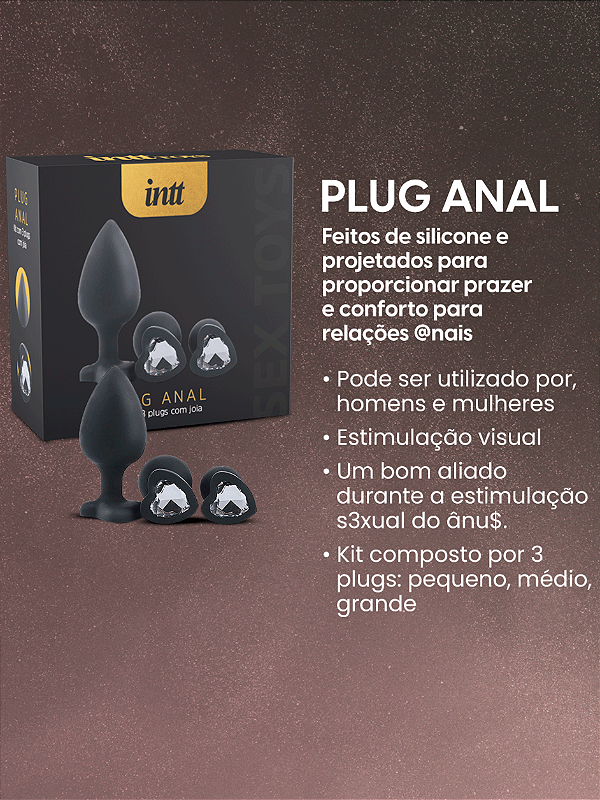 KIT PLUG ANAL COM JOIA EM FORMATO DE CORAÇÃO INTT