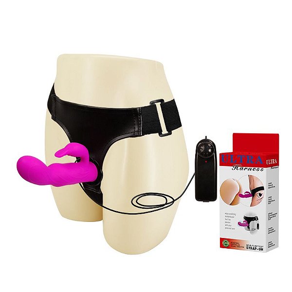 CINTA PENIANA EM SILICONE E ESTIMULADOR CLITORIANO MULTIVELOCIDADE BAILE
