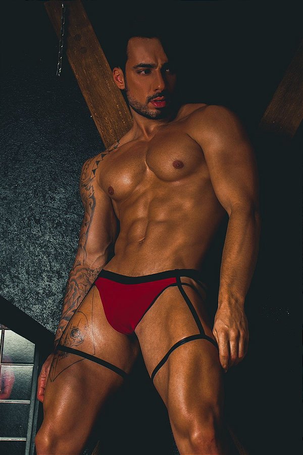 CUECA STRAPPY COM LIGA E PERSEX DUQUE SIMON VERMELHO