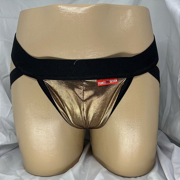 CUECA JOCK PRETO COM DOURADO FRANTZ