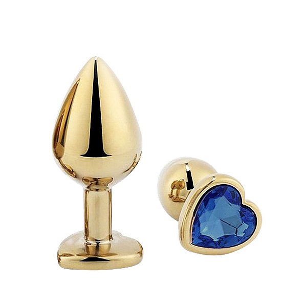 PLUG ANAL METAL DOURADO CORAÇÃO MÉDIO