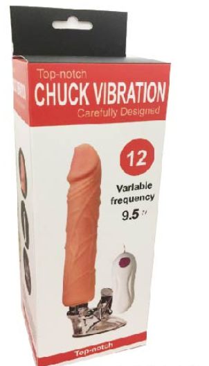 PÊNIS COM VIBRO E VENTOSA EM CYBERSKIN 20 X4 CM 12 MODOS DE VIBRAÇÃO CHUCK VIBRATION 9.5''