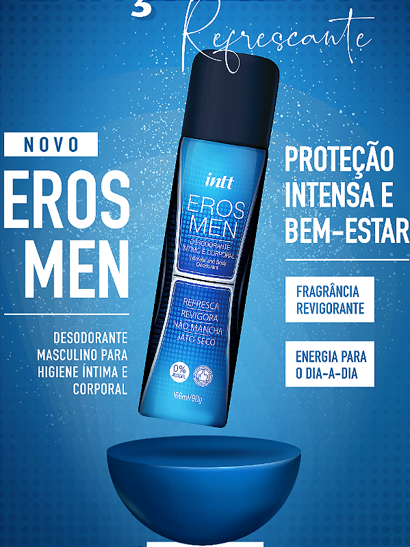 DESODORANTE ÍNTIMO E CORPORAL EROS MEN 166ML/90GR INTT