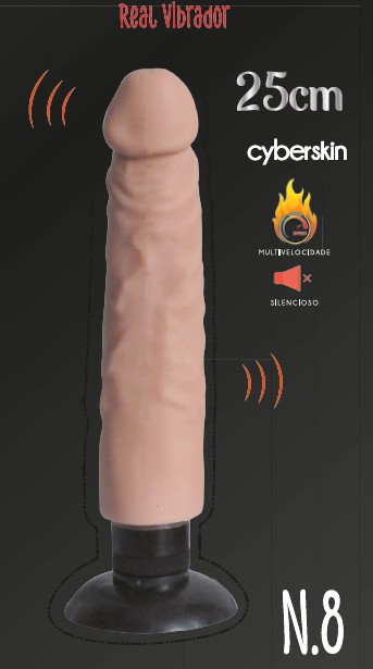 PÊNIS COM VIBRO E VENTOSA EM CYBER SKIN YAFFA N.8