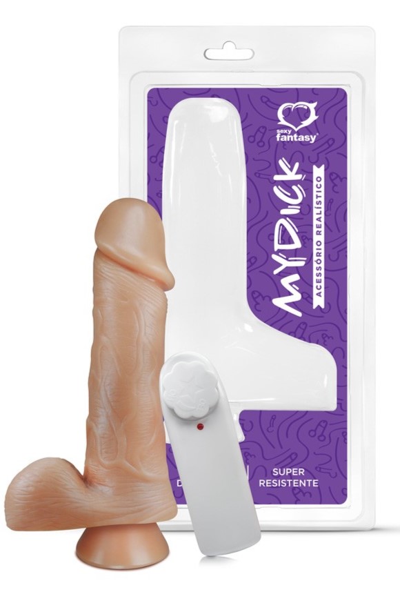 PÊNIS COM ESCROTO VENTOSA E VIBRO 18X4,4CM SEXY FANTASY