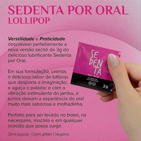 GEL COMESTÍVEL VIBRANTE SEDENTA POR ORAL LOLLIPOP SACHÊ 3G PEPPER BLEND