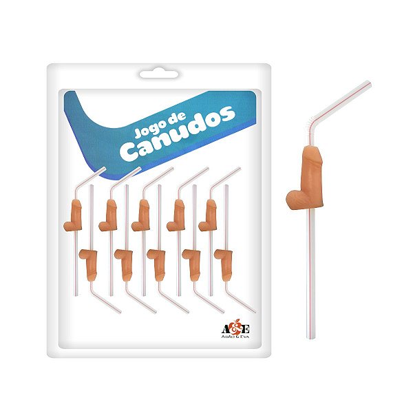 JOGO DE 10 CANUDOS EROTICOS FORMATO PÊNIS ADÃO E EVA
