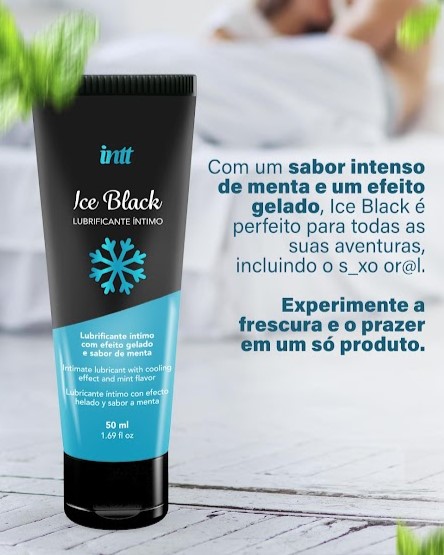 LUBRIFICANTE ÍNTIMO SABOR MENTA COM EFEITO GELADO ICE BLACK 50ML INTT