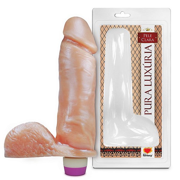 PÊNIS COM ESCROTO VIBRADOR INTERNO 20,5 X 4,7CM SEXY FANTASY