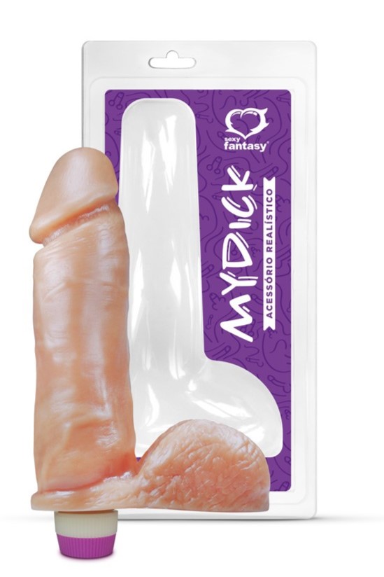 PÊNIS COM ESCROTO VIBRADOR INTERNO 20,5X4,7CM SEXY FANTASY