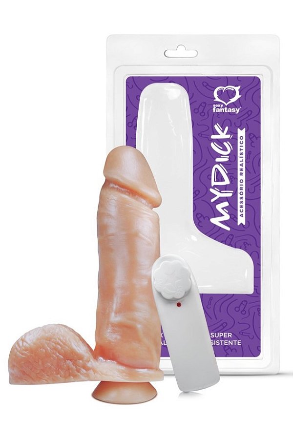 PÊNIS COM ESCROTO VENTOSA E VIBRO 20,5CM X 4,7CM SEXY FANTASY