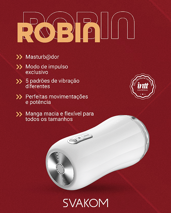 MASTURBADOR COM 5 MODOS DE VIBRAÇÃO RECARREGAVEL ROBIN SVAKOM