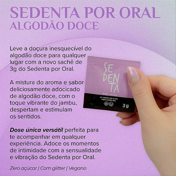 GEL COMESTÍVEL VIBRANTE SEDENTA POR ORAL ALGODÃO DOCE SACHÊ 3G PEPPER BLEND