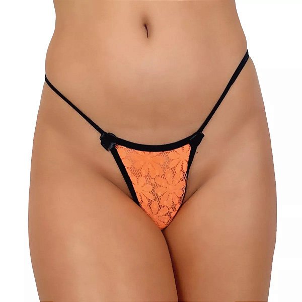 CALCINHA FIO APRESSADINHA EM RENDA NEON