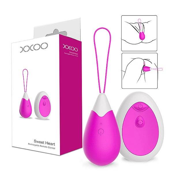 VIBRADOR OVAL RECARREGAVEL COM CONTROLE SEM FIO SWEET HEART XXOO