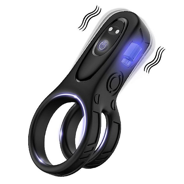 ANEL PENIANO DUPLO COM VIBRADOR RECARREGÁVEL ANEL DO ROBÔ
