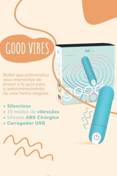 MINI BULLET RECARREGÁVEL GOOD VIBES ONLY AZUL INTT TOYS