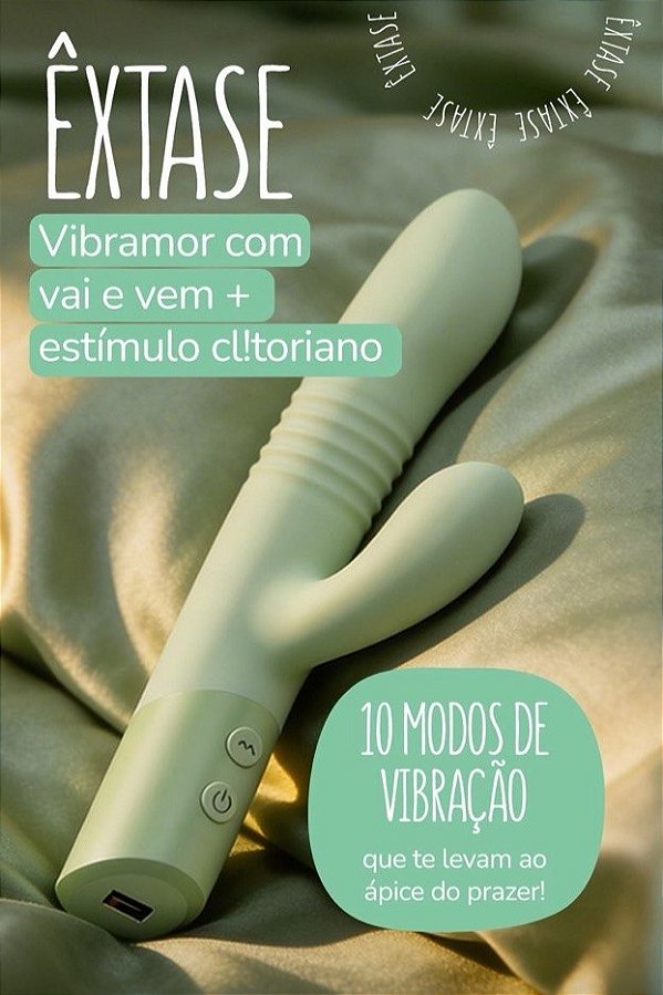 VIBRADOR VAI E VEM COM ESTIMULADOR CLITORIANO ÊXTASE VERDE INTT