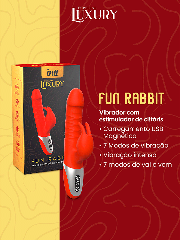 VIBRADOR PONTO  E CLITORIS VAI E VEM FUN RABBIT LUXURY INTT