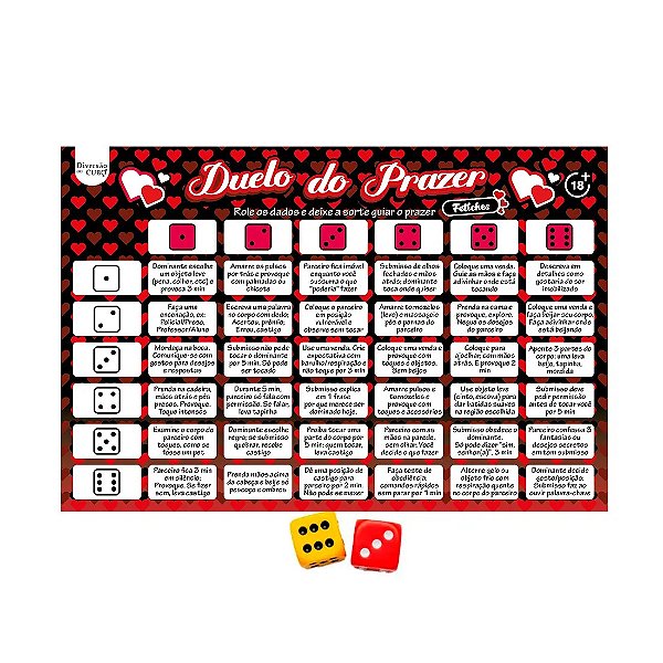 JOGO DE TABULEIRO COM DESAFIOS ERÓTICOS DUELO DO PRAZER FETICHES +18