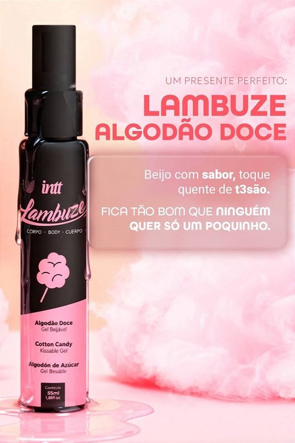 GEL BEIJAVEL COM EFEITO QUENTE ALGODÃO DOCE LAMBUZE 55ML INTT