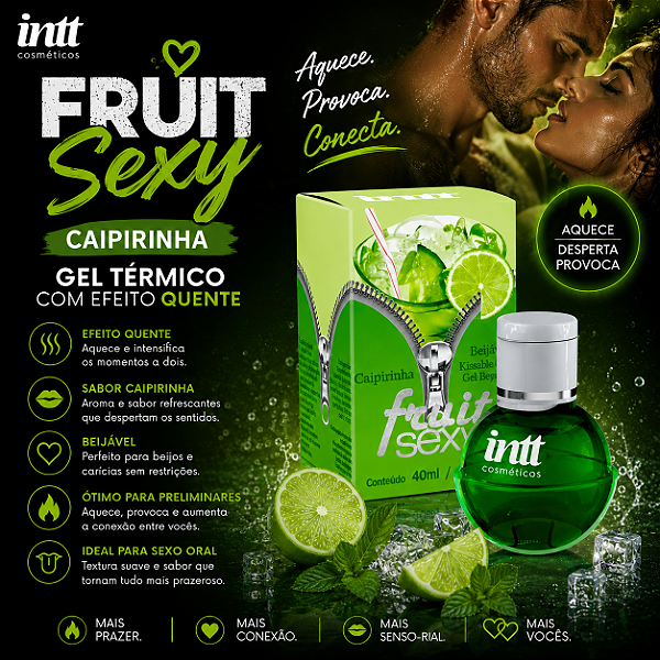 GEL BEIJÁVEL PARA ORAL ESQUENTA FRUIT SEXY CAIPIRINHA 40ML INTT