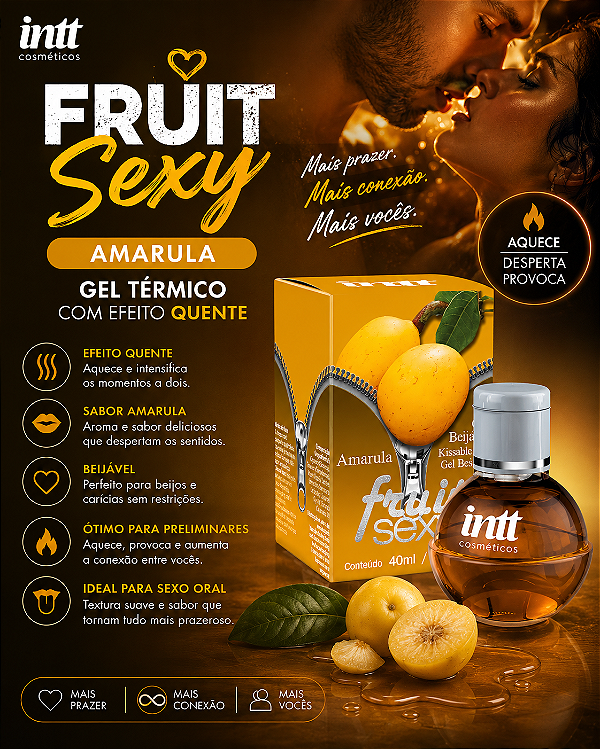 GEL BEIJÁVEL PARA ORAL ESQUENTA FRUIT SEXY AMARULA 40ML INTT