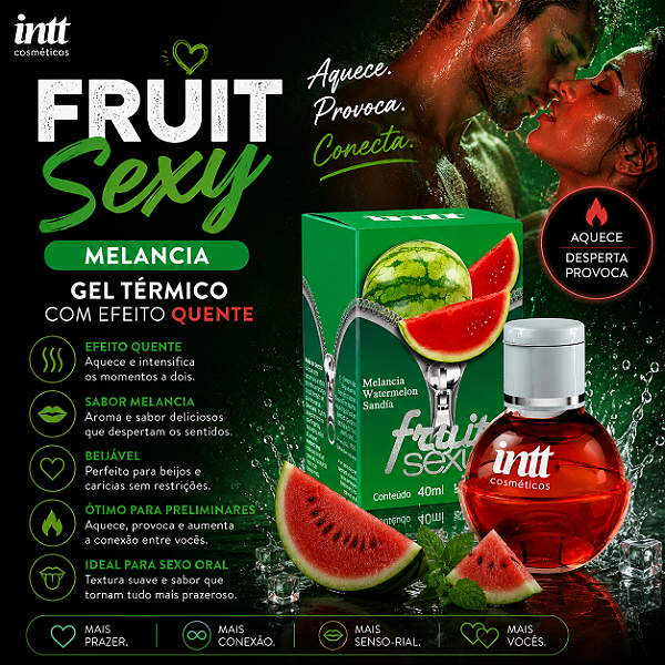 GEL BEIJÁVEL PARA ORAL ESQUENTA FRUIT SEXY MELÂNCIA 40ML INTT