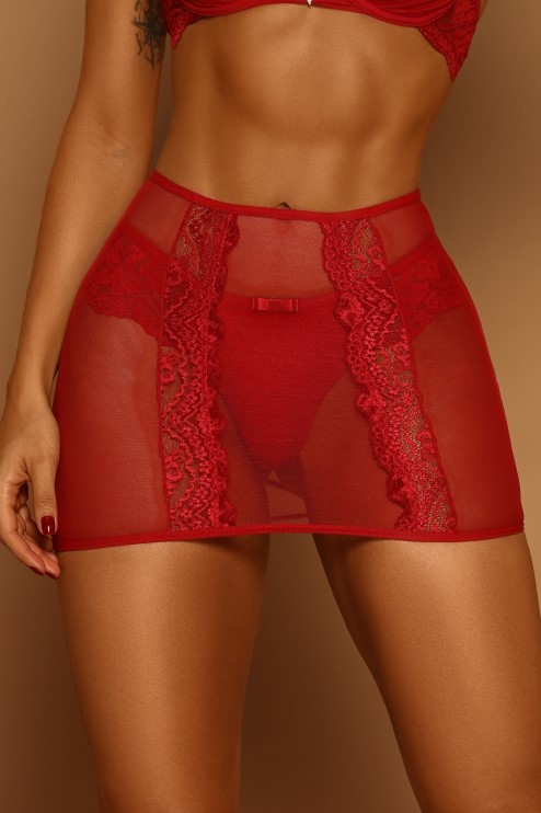 SAIA LUXO DE TULE COM ABERTUTA O PODER SEDUÇÃO VERMELHO