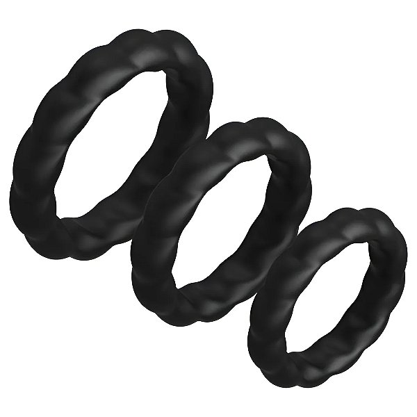 KIT COM 3 ANÉIS PENIANOS EM SILICONE PREMIUM RESISTENTE