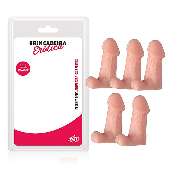 KIT 5 UNIDADES MINI PÊNIS 6X1,5CM ADÃO E EVA
