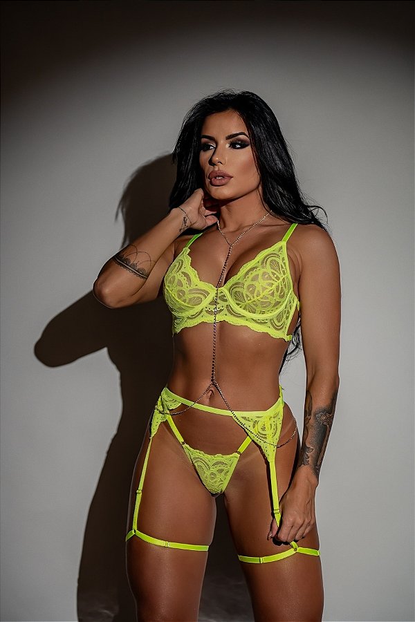 CONJUNTO LUXO JULIA AMARELO NEON