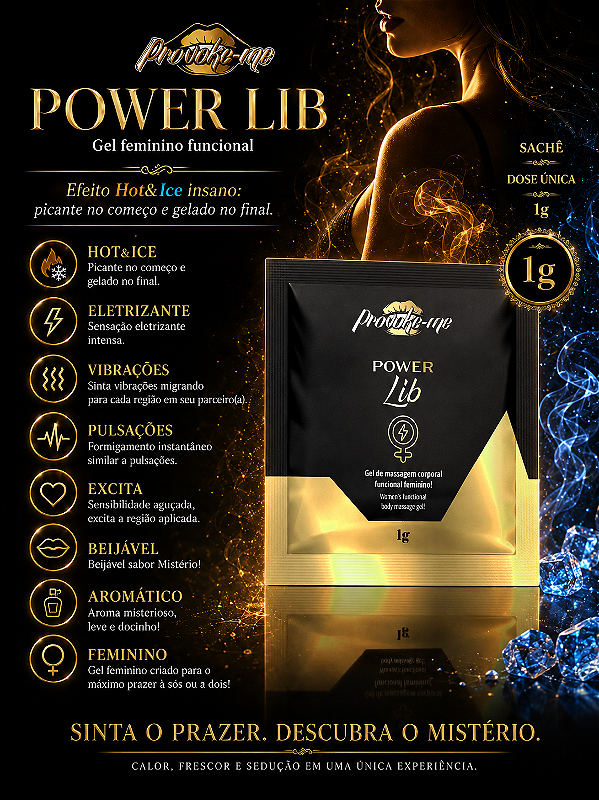 GEL FUNCIONAL FEMININO BEIJÁVEL POWER LIB SACHÊ 1G PROVOKE-ME