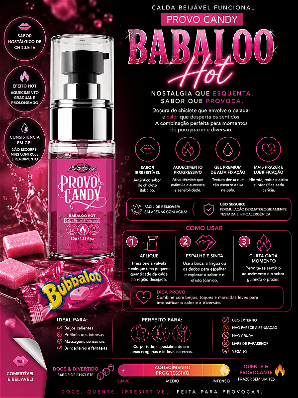 CALDA BEIJÁVEL PROVO CANDY BABALOO HOT 30G PROVOKE-ME