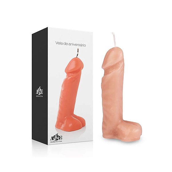 VELA DE ANIVERSÁRIO COM FORMATO DE PÊNIS COM ESCROTO