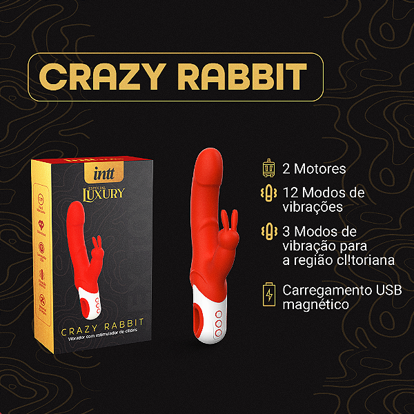 VIBRADRO DE PONTO G E CLITORIS CRAZY RABBIT LUXURY INTT