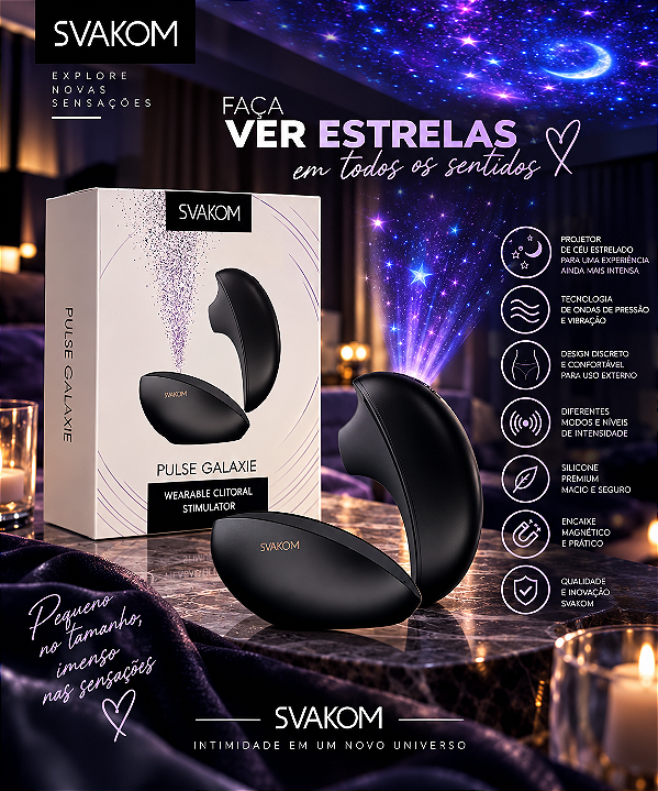 VIBRADOR SUGADOR COM PROJETOR PULSE GALAXIE SVAKOM PRETO
