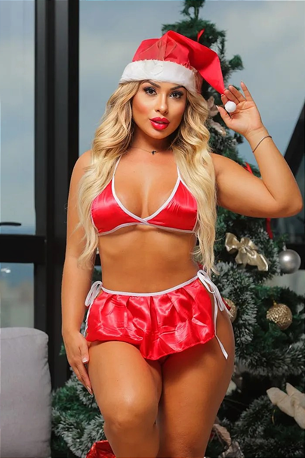 MINI FANTASIA MAMÃE NOEL COM GORRO HOT