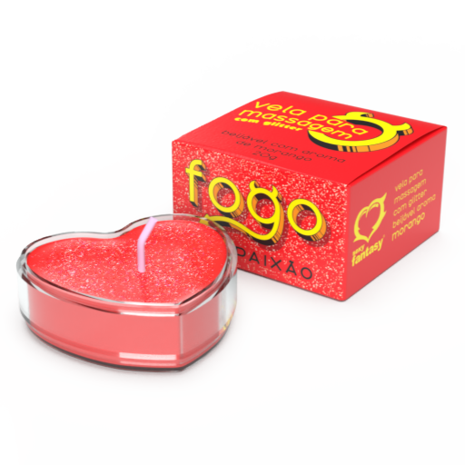VELA PARA MASSAGEM BEIJÁVEL MORANGO FOGO DA PAIXÃO 20G SEXY FANTASY