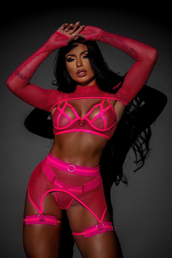 CONJUNTO LUXO KIT VIDHA ROSA NEON