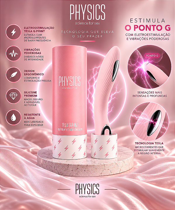 VIBRADOR COM ELETROESTIMULAÇÃO TESLA ROSA PHYSICS