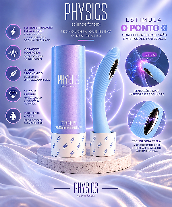 VIBRADOR COM ELETROESTIMULAÇÃO TESLA AZUL PHYSICS