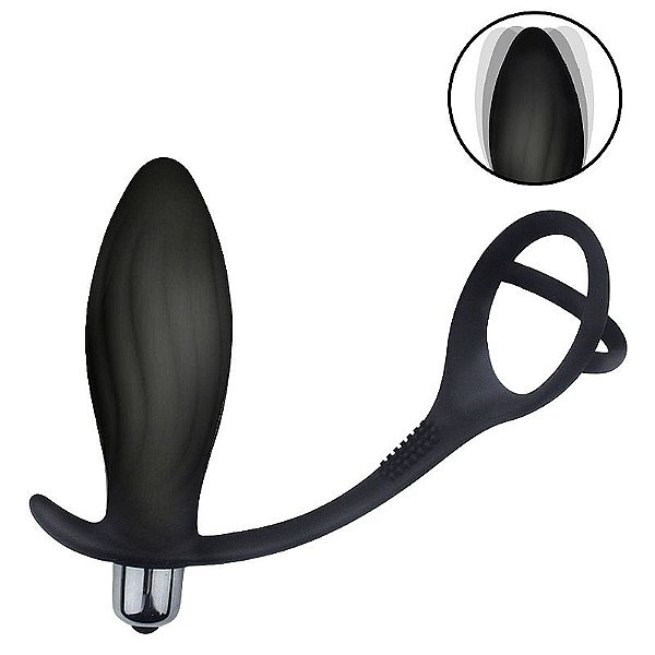 ANEL PENIANO COM PLUG ANAL EM PARA PRÓSTATA COM VIBRO SI