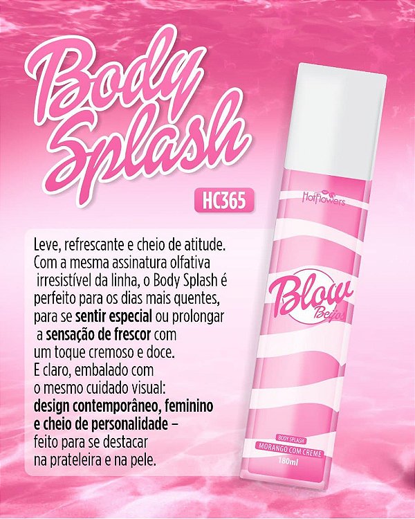 BODY SPLASH BLOW BEIJOS MORANGO COM CREME 180ML HOT FLOWERS
