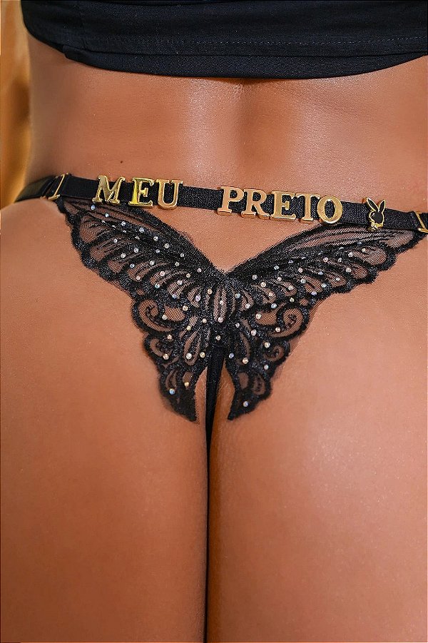 CALCINHA PERSONALIZAVÉL TULE COM BORBOLETA STRASS