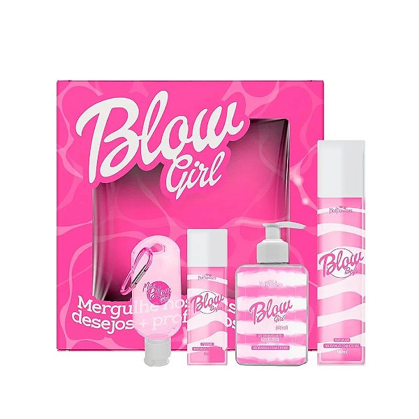 KIT BLOW 4 ITENS BLOW GIRL GEL BODY SPLASH PERFUME E CHAVEIRO HOT FLOWERS