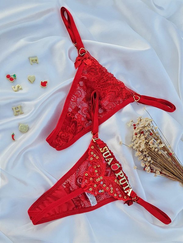 CALCINHA PERSONALIZAVÉL RENDA COM BORBOLETA LANTEJOULA